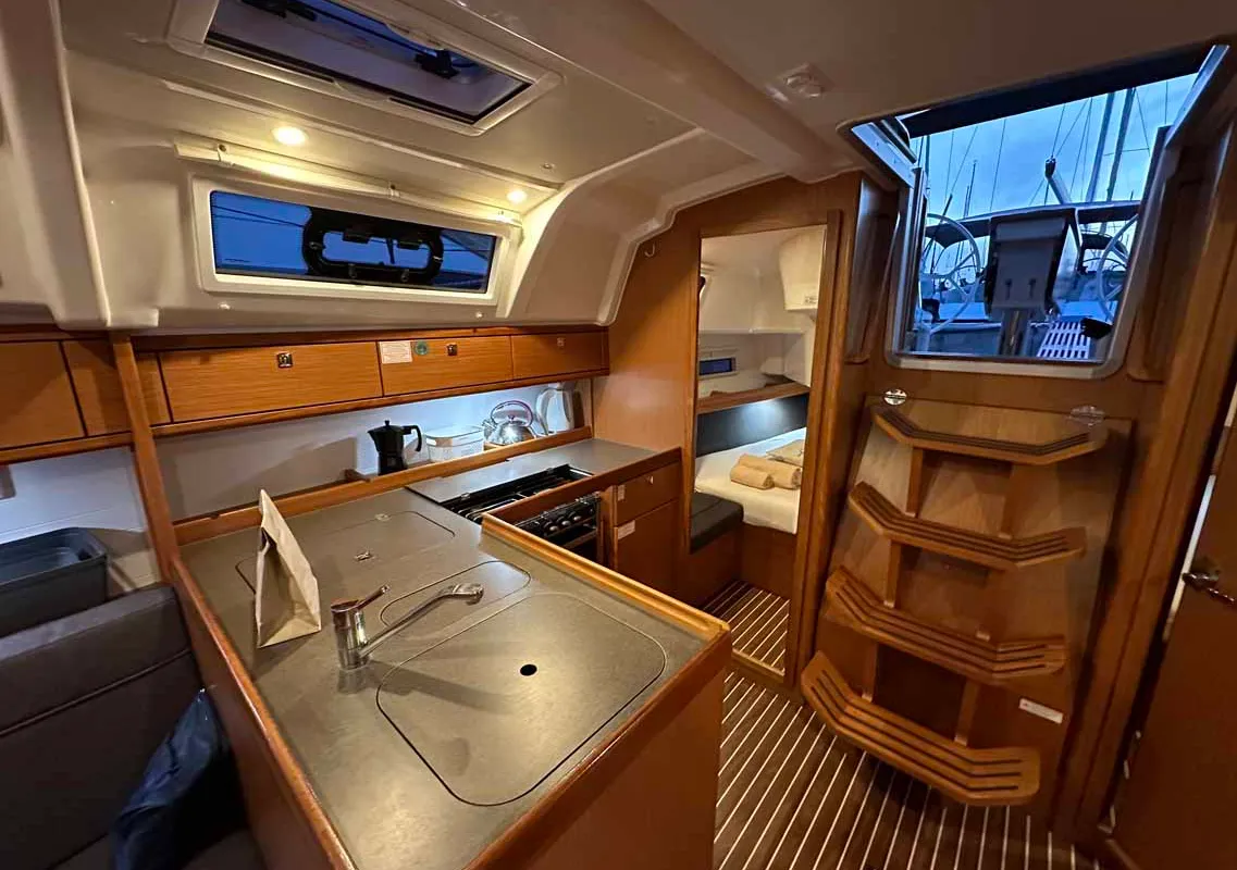Galley of Emira, a Bavaria Cruiser 37 sailboat at Jezera, Croatia