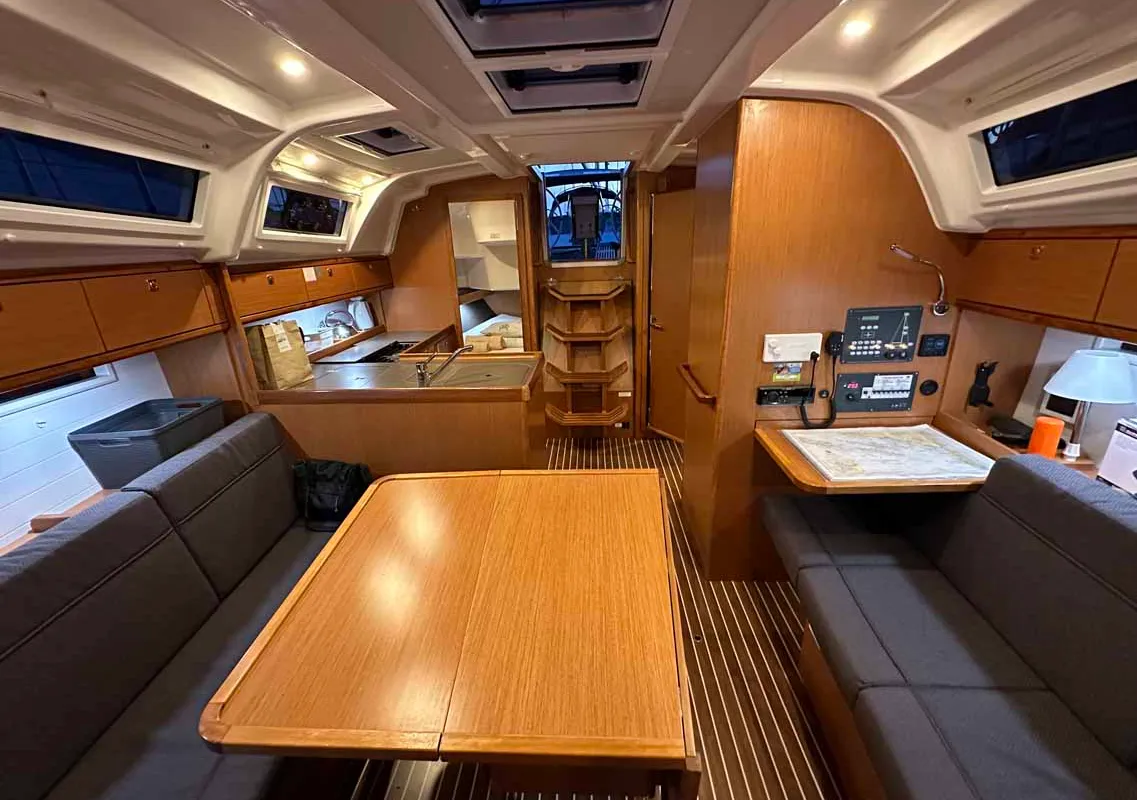 Salon of Emira, a Bavaria Cruiser 37 sailboat at Jezera, Croatia
