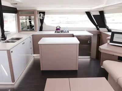 Galley of Serenata, a Fountaine Pajot Saba 50 catamaran at Road Town, British Virgin Islands