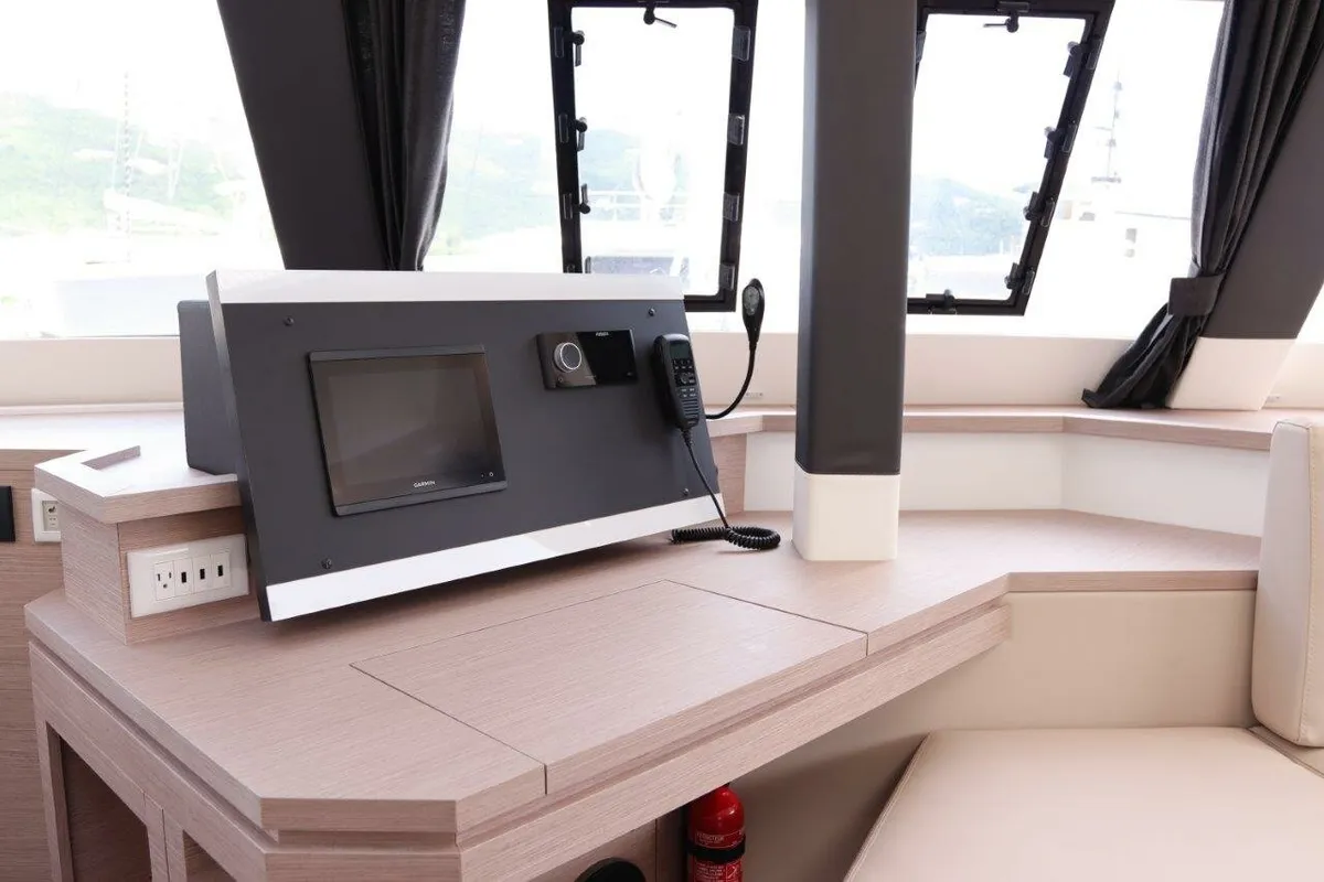 Salon of Serenata, a Fountaine Pajot Saba 50 catamaran at Road Town, British Virgin Islands