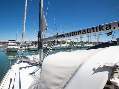 Deck of Mare Animi, a Beneteau Oceanis 35 sailboat at Općina Medulin, Croatia