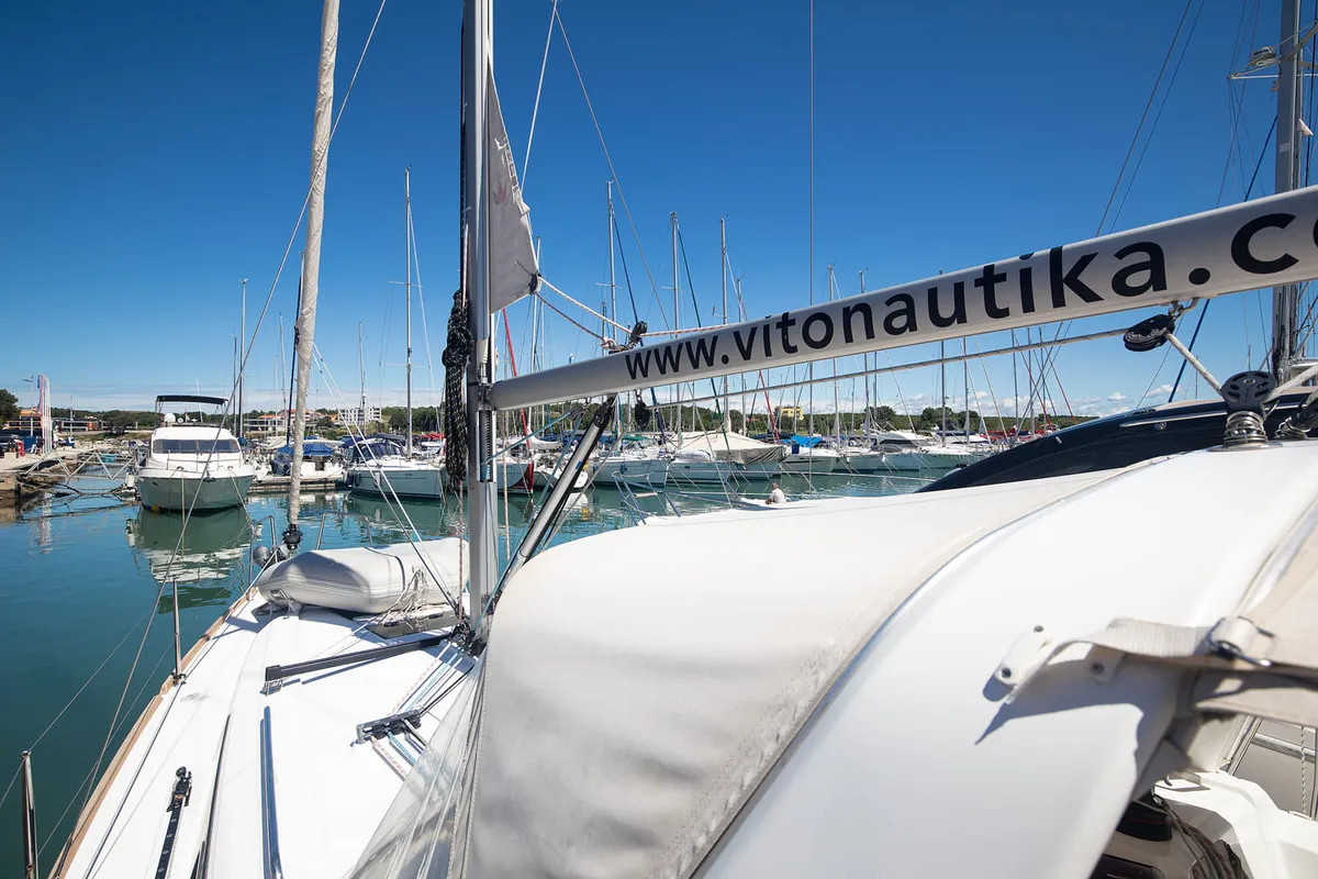 Deck of Mare Animi, a Beneteau Oceanis 35 sailboat at Općina Medulin, Croatia
