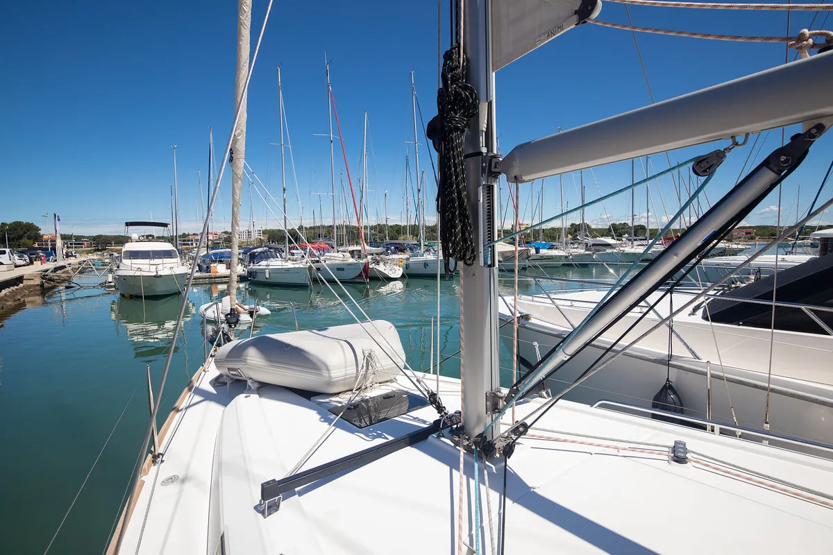 Deck of Mare Animi, a Beneteau Oceanis 35 sailboat at Općina Medulin, Croatia