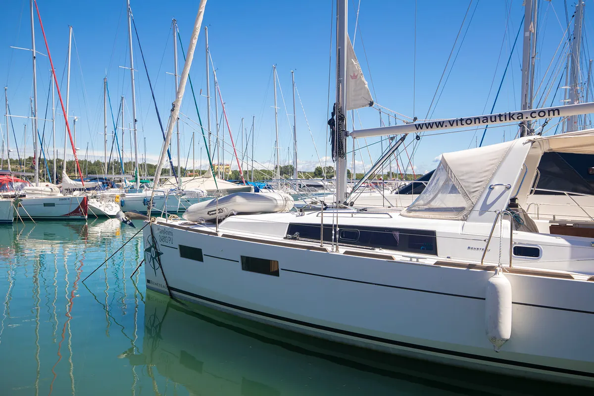 Exterior view of Mare Animi, a Beneteau Oceanis 35 sailboat at Općina Medulin, Croatia