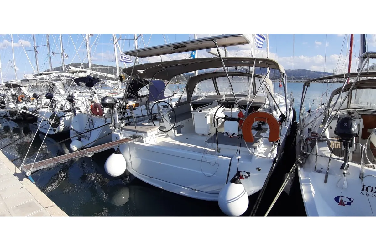 Exterior view of STERGIOS  GEN.+A.C., a Beneteau Oceanis 46.1 sailboat at Municipal Unit of Lefkada, Greece