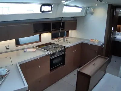 Galley of STERGIOS GEN.+A.C., a Beneteau Oceanis 46.1 sailboat at Municipal Unit of Lefkada, Greece