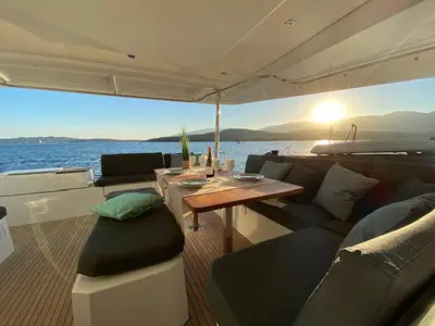 Panama, a Fountaine Pajot Elba 45 catamaran at Porto-Vecchio, France