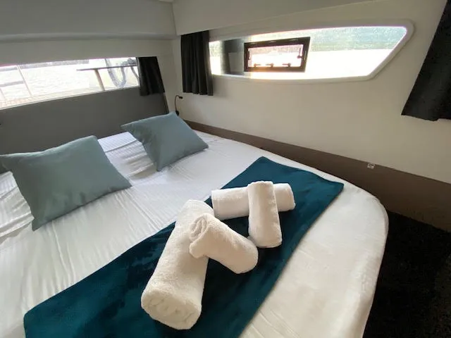 Panama, a Fountaine Pajot Elba 45 catamaran at Porto-Vecchio, France