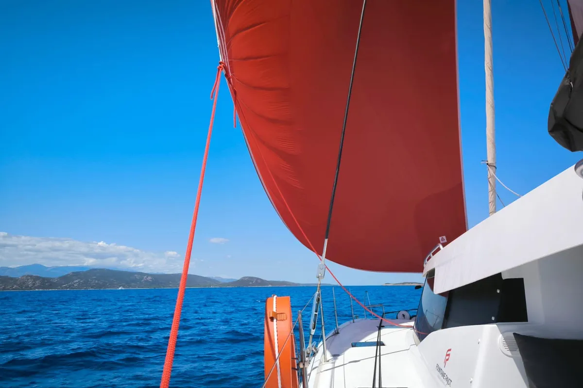 Panama, a Fountaine Pajot Elba 45 catamaran at Porto-Vecchio, France