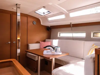 Galley of Bonbon, a Jeanneau Sun Odyssey 440 sailboat at Bodrum, Turkey
