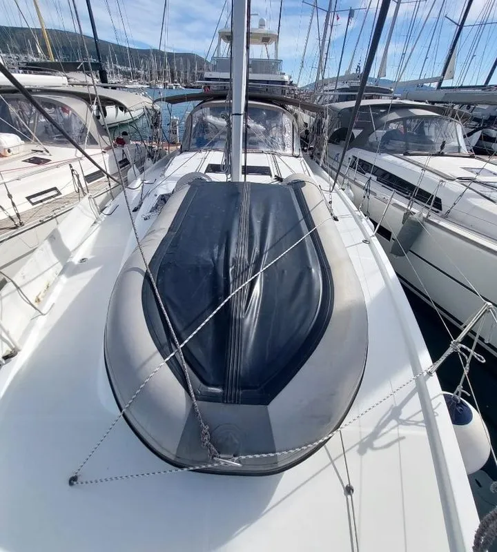 Deck of Bonbon, a Jeanneau Sun Odyssey 440 sailboat at Bodrum, Turkey