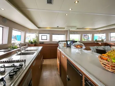 Galley of Valium 62, a Lagoon 620 catamaran at Municipal Unit of Nea Peramos, Greece