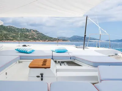 Deck of Mimi, a Lagoon 46 Iconic catamaran at Naples, Italy