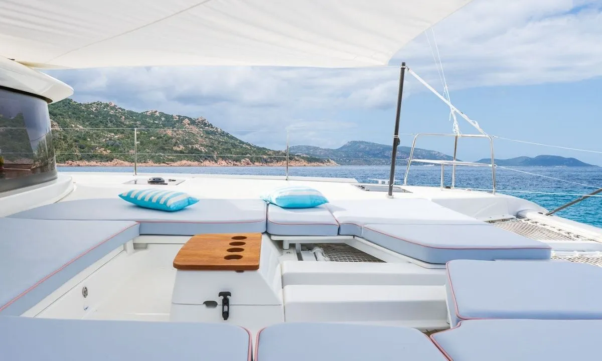Deck of Mimi, a Lagoon 46 Iconic catamaran at Naples, Italy
