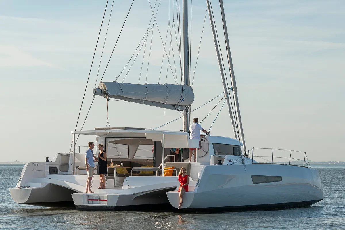Exterior view of Flo, a NEEL 47 sailboat at Trapani, Italy