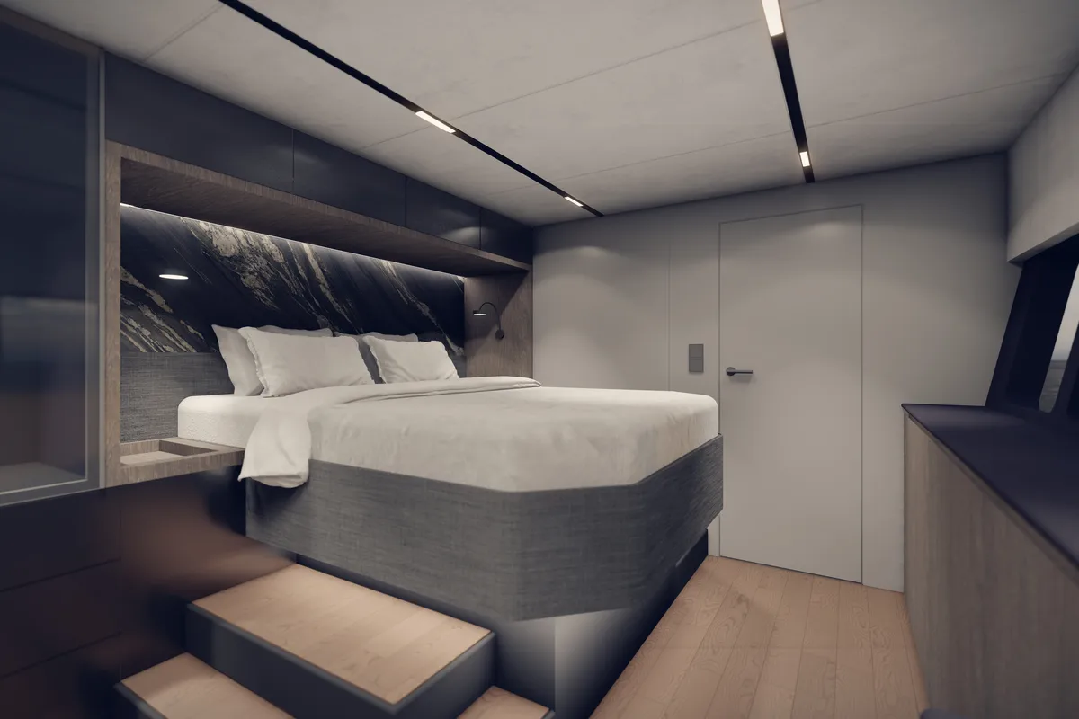 Cabin on SEABARIT LX, a Gulet Moon Sail 60 catamaran at Athens, Greece
