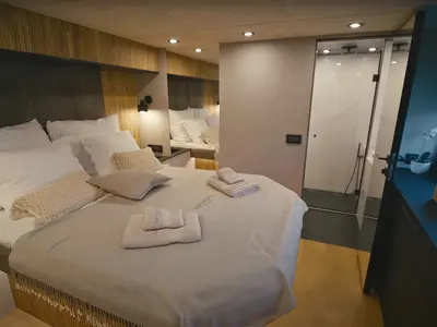 Cabin on SEABARIT LX, a Gulet Moon Sail 60 catamaran at Athens, Greece