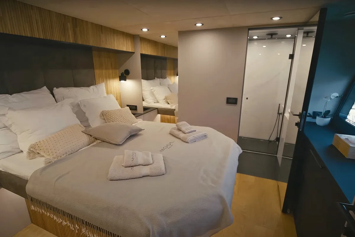 Cabin on SEABARIT LX, a Gulet Moon Sail 60 catamaran at Athens, Greece