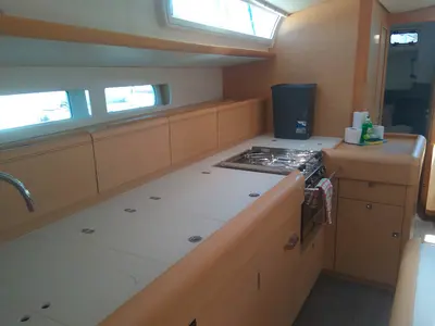 Galley of Belle Epoque , a Jeanneau Sun Odyssey 519 sailboat at Athens, Greece