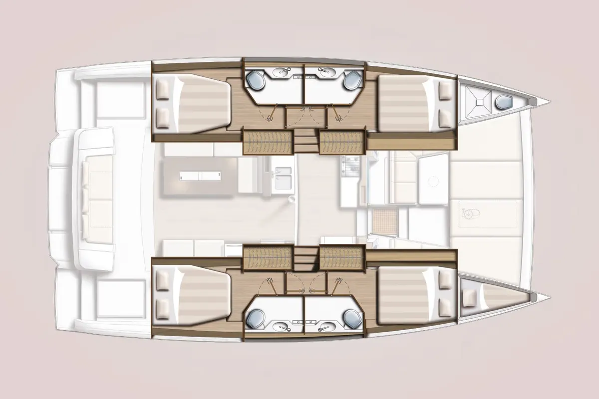 Floor plan of Honey Meadow, a Bali 4.2 catamaran at Preveza, Greece