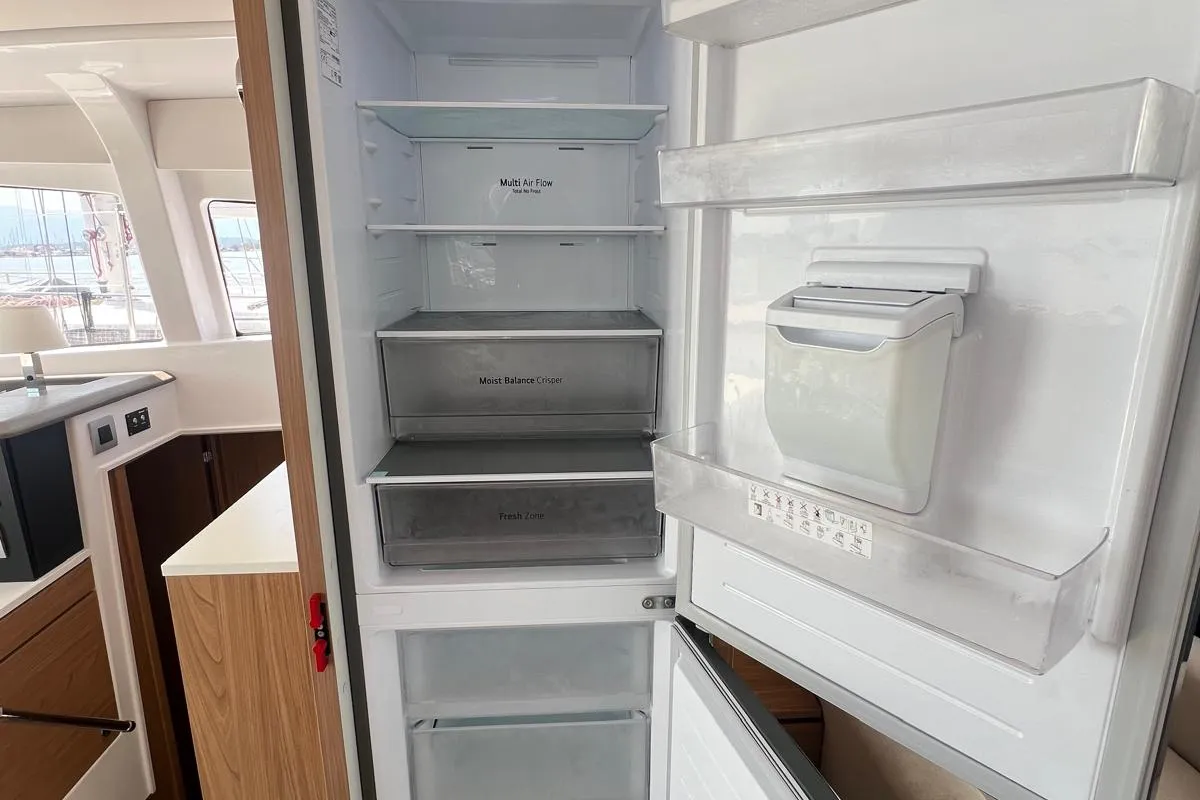 Galley of Honey Meadow, a Bali 4.2 catamaran at Preveza, Greece