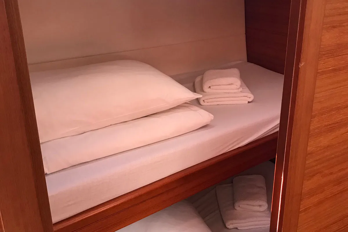 Cabin on Mrs. Robinson, a More 55 sailboat at Grad Ploče, Croatia