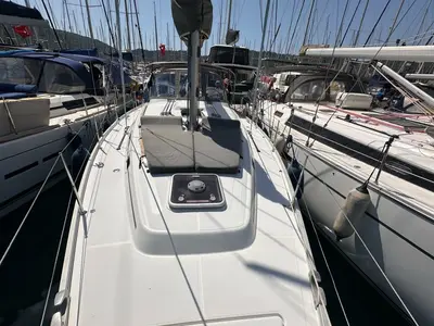 Deck of Miss Aleyna, a Beneteau Cyclades 39.3 sailboat at Fethiye, Turkey