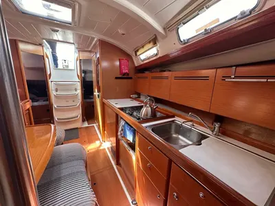 Galley of Miss Aleyna, a Beneteau Cyclades 39.3 sailboat at Fethiye, Turkey