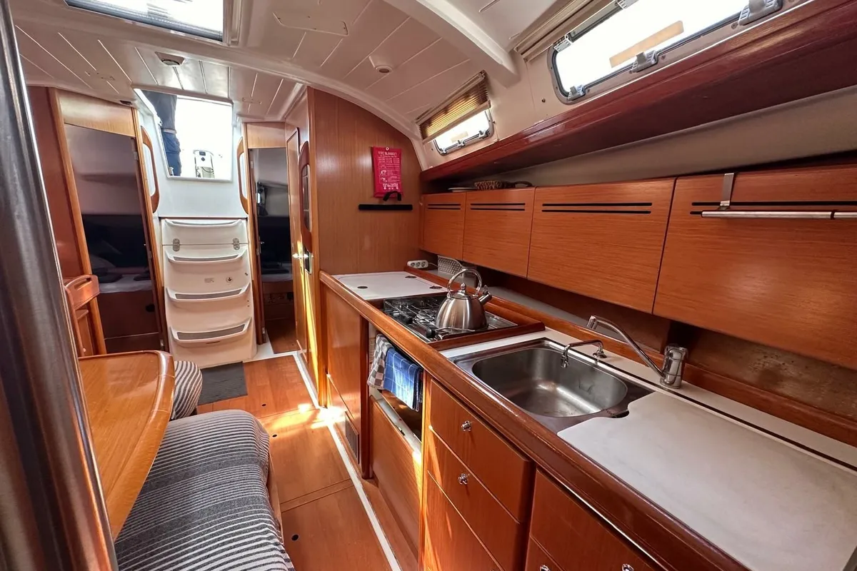 Galley of Miss Aleyna, a Beneteau Cyclades 39.3 sailboat at Fethiye, Turkey