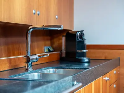Galley of Premium, a Hanse 575 sailboat at Piraeus, Greece