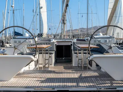 Deck of Premium, a Hanse 575 sailboat at Piraeus, Greece
