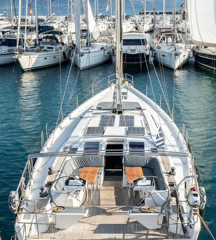 Deck of Premium, a Hanse 575 sailboat at Piraeus, Greece