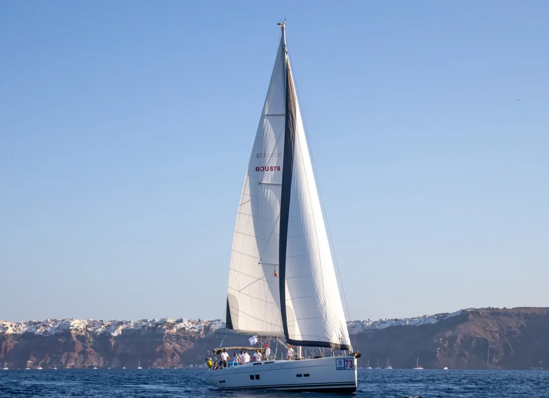 Exterior view of Premium, a Hanse 575 sailboat at Piraeus, Greece