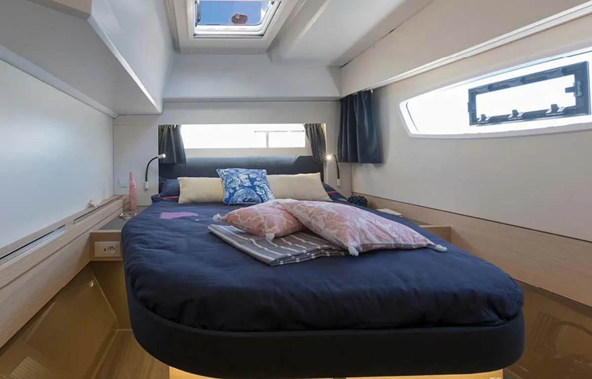 Cabin on Follow the Sun, a Fountaine Pajot Astrea 42 catamaran at Municipal Unit of Lefkada, Greece