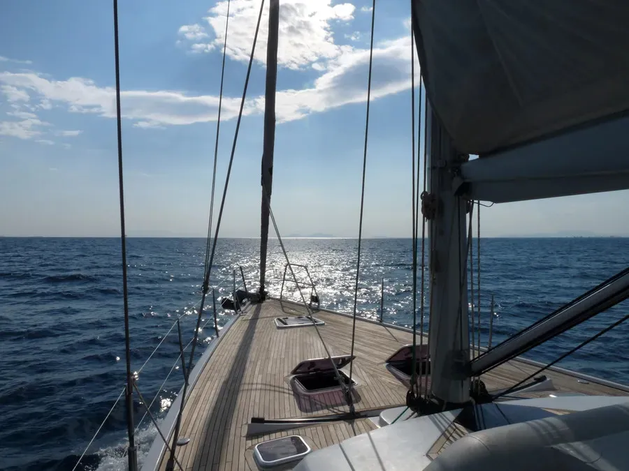 Deck of Apollonis, a Hanse 540 sailboat at Athens, Greece