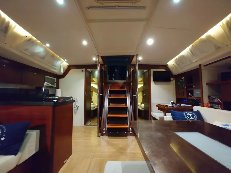 Salon of Apollonis, a Hanse 540 sailboat at Athens, Greece