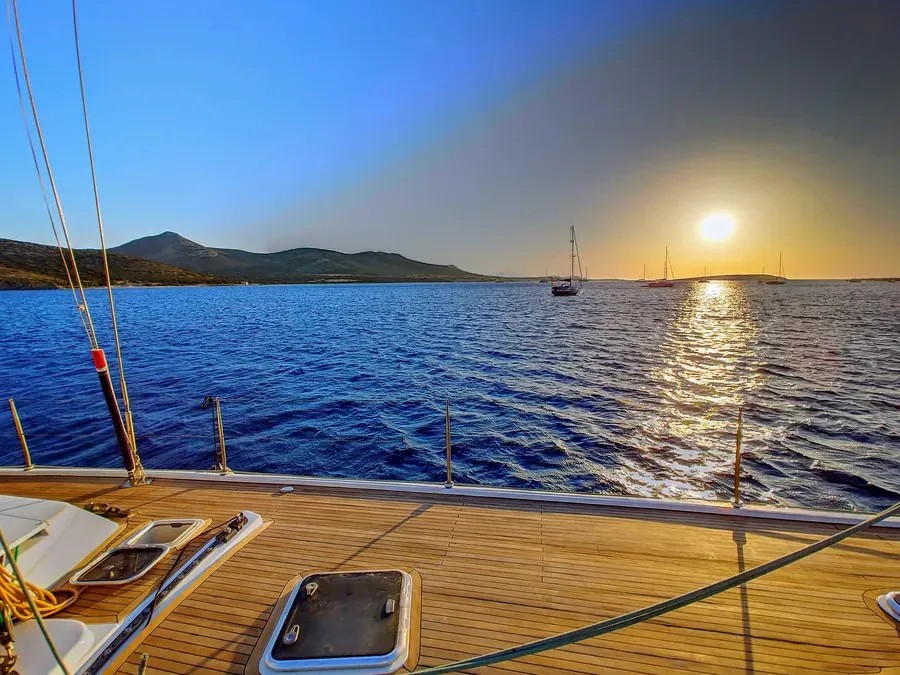 Deck of Apollonis, a Hanse 540 sailboat at Athens, Greece