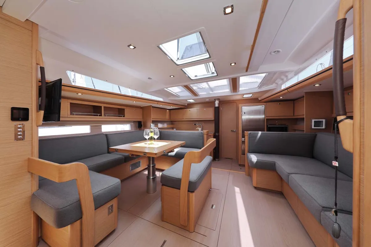 Salon of Amalia, a Dufour 56 Exclusive sailboat at Grad Trogir, Croatia