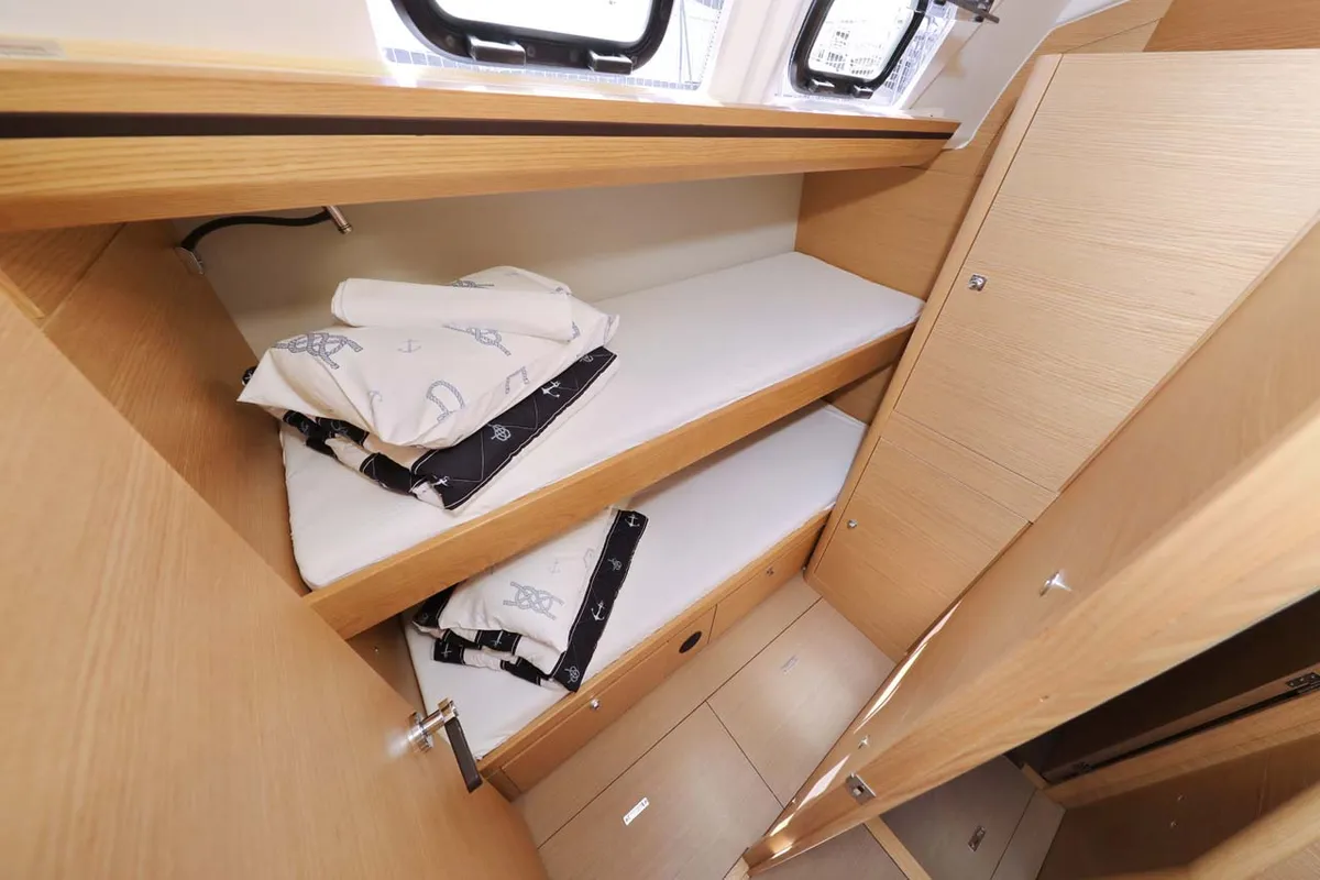 Cabin on Amalia, a Dufour 56 Exclusive sailboat at Grad Trogir, Croatia