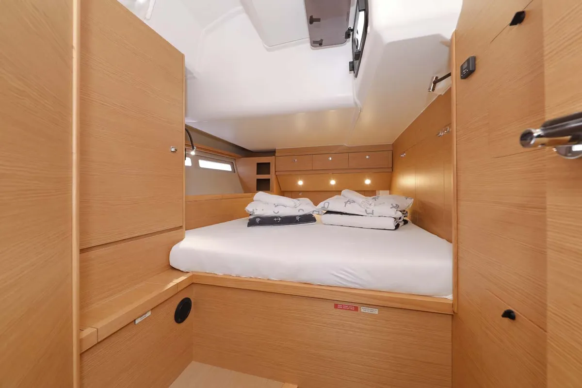 Cabin on Amalia, a Dufour 56 Exclusive sailboat at Grad Trogir, Croatia