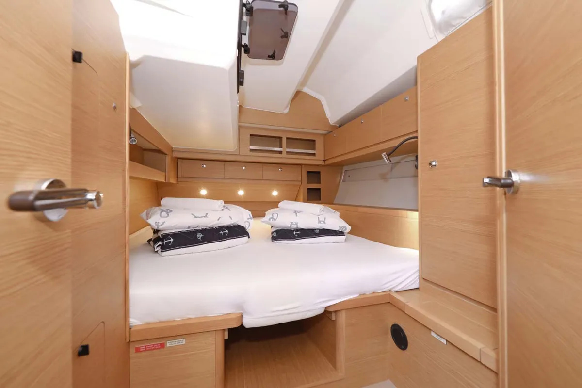 Cabin on Amalia, a Dufour 56 Exclusive sailboat at Grad Trogir, Croatia