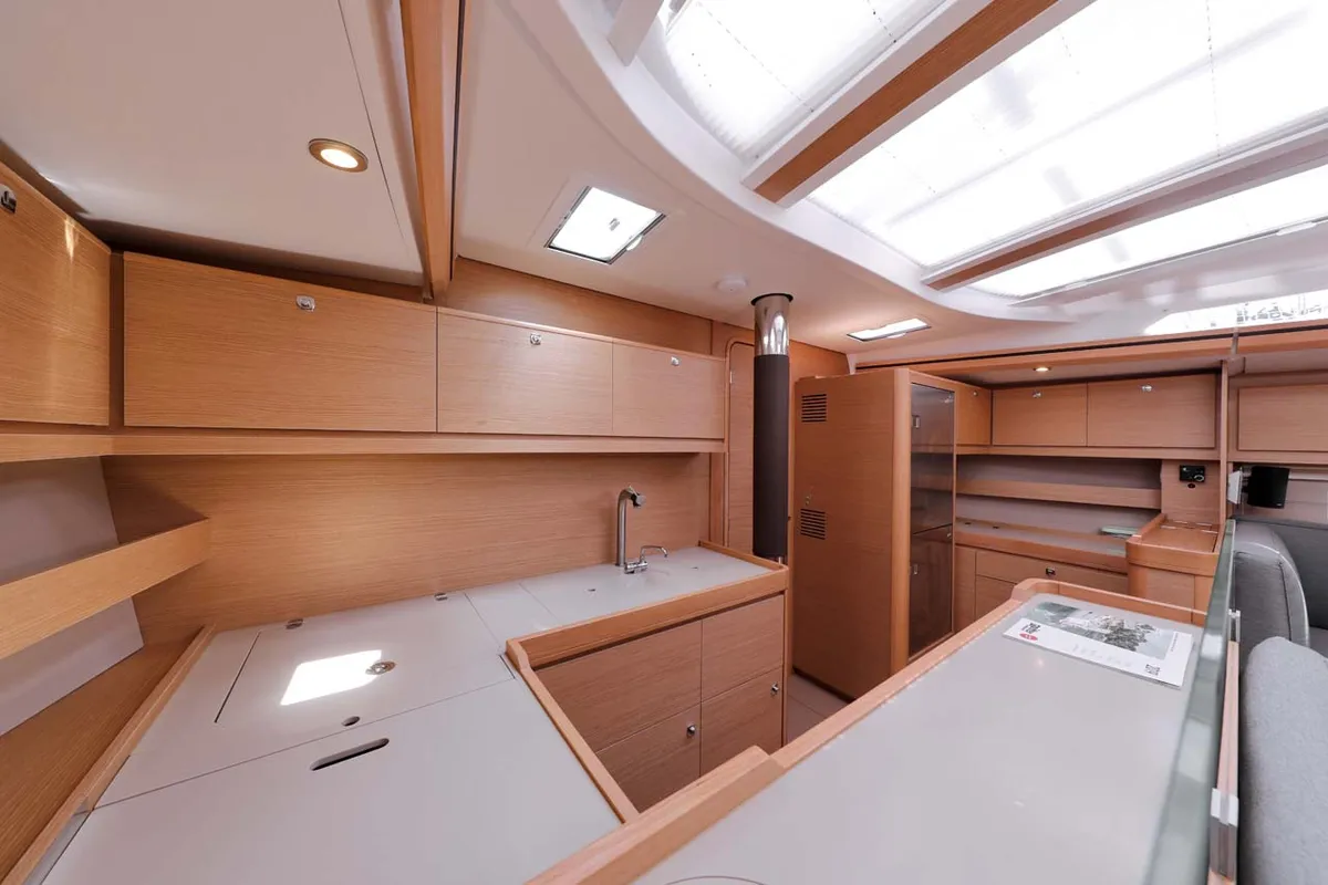 Galley of Amalia, a Dufour 56 Exclusive sailboat at Grad Trogir, Croatia