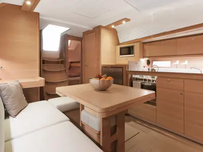 Galley of Regor, a Dufour 382 Grand Large sailboat at Cagliari, Italy