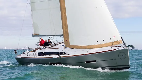 Exterior view of Regor, a Dufour 382 Grand Large sailboat at Cagliari, Italy