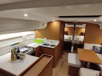 Galley of Habibi, a Jeanneau Sun Odyssey 440 sailboat at Split, Croatia