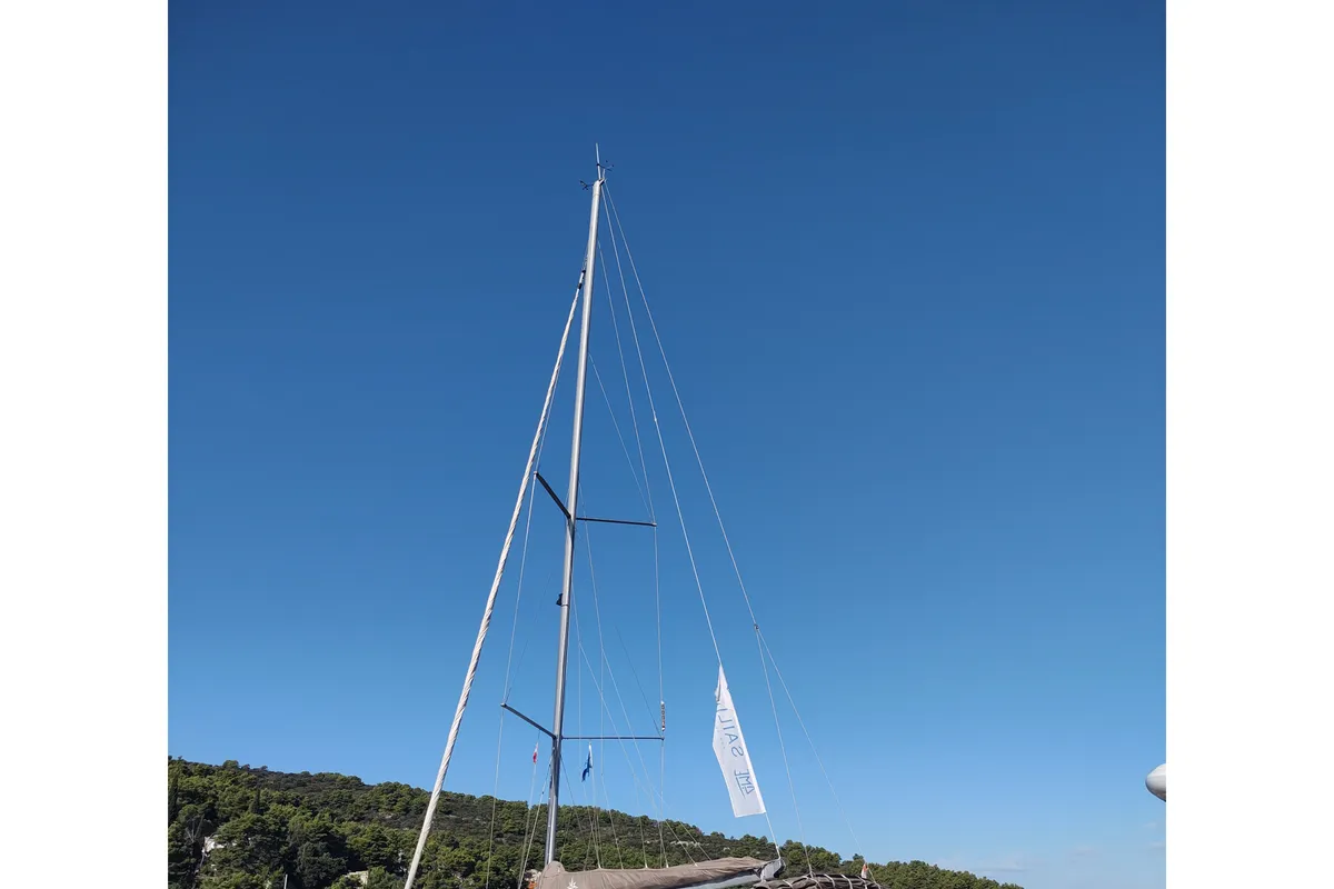 Exterior view of Habibi, a Jeanneau Sun Odyssey 440 sailboat at Split, Croatia