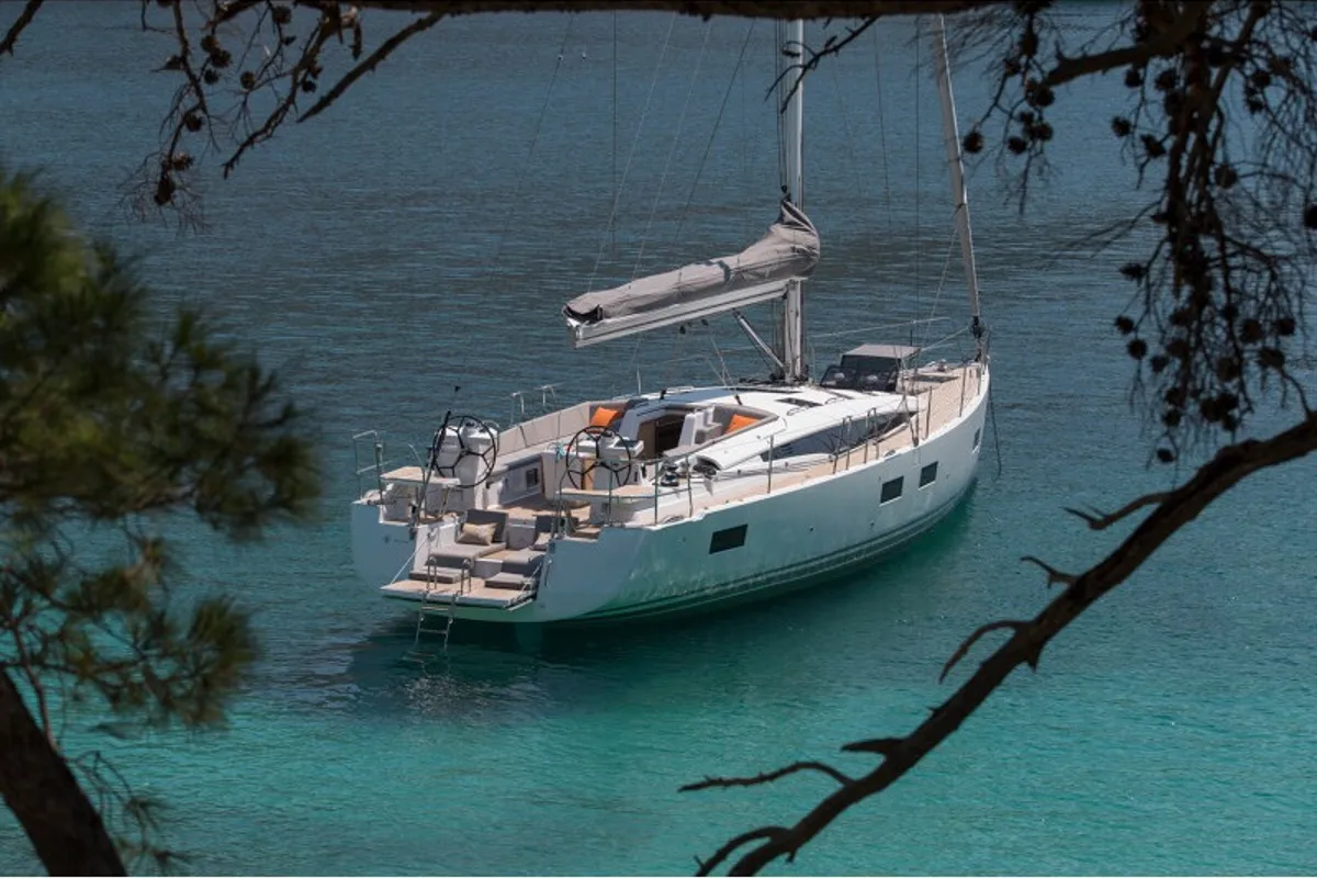 Exterior view of Totufo, a Jeanneau 54 sailboat at es Jonquet, Spain