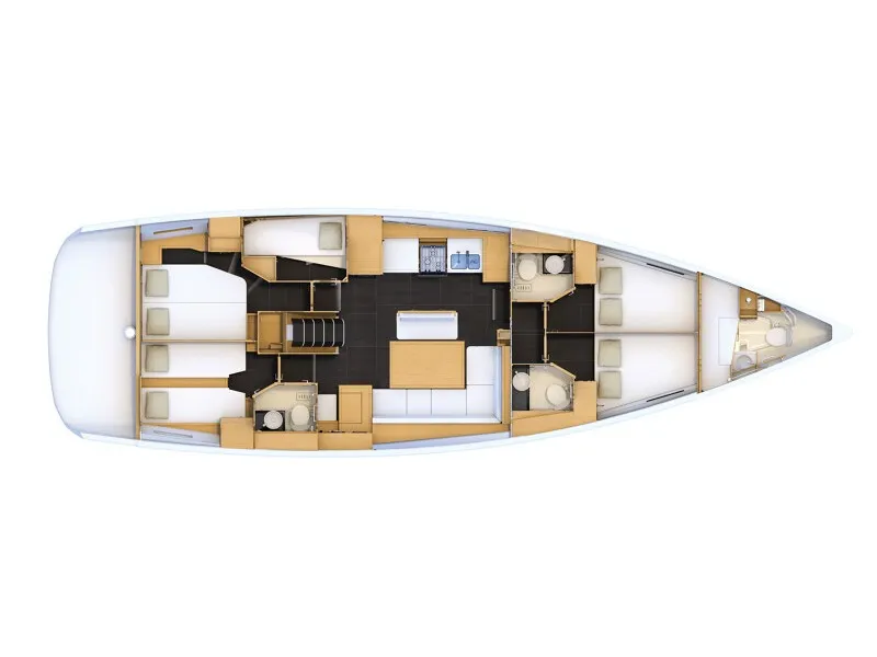 Floor plan of Totufo, a Jeanneau 54 sailboat at es Jonquet, Spain