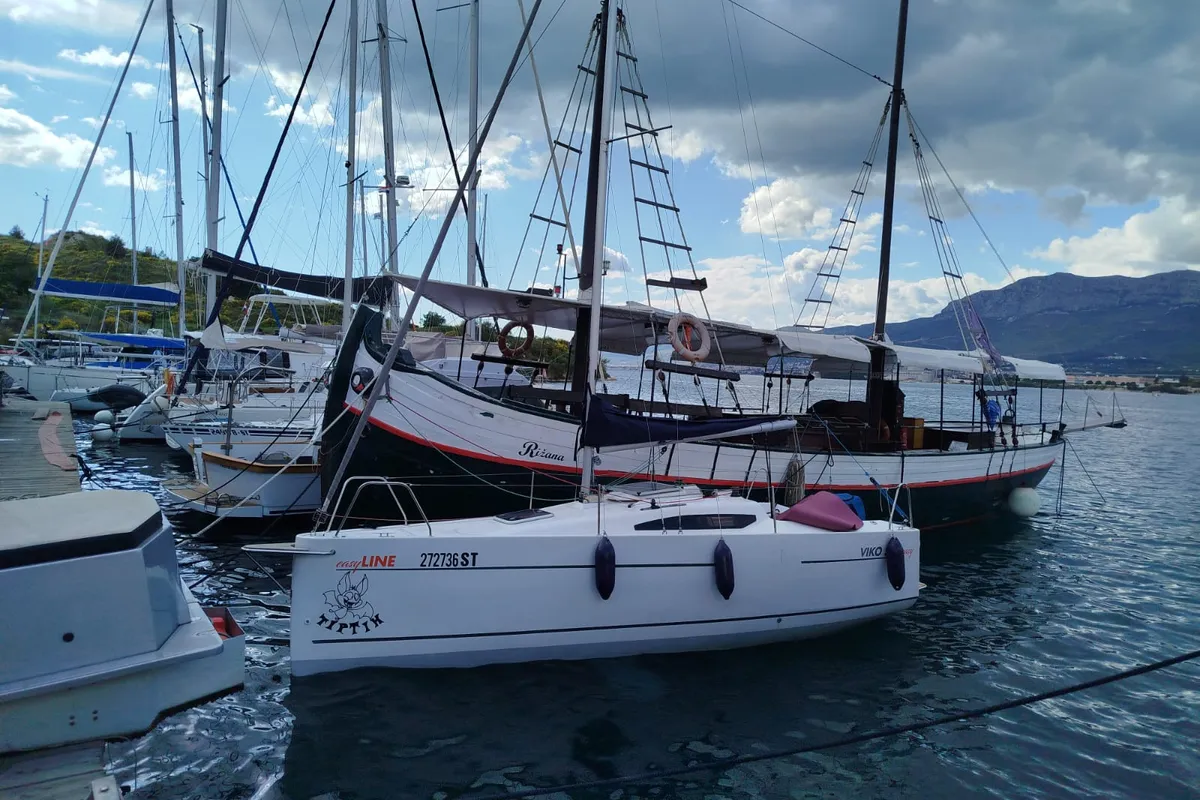 Exterior view of Tiptih, a Viko S 21 sailboat at Split, Croatia