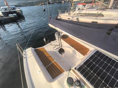 Deck of Tiptih, a Viko S 21 sailboat at Split, Croatia